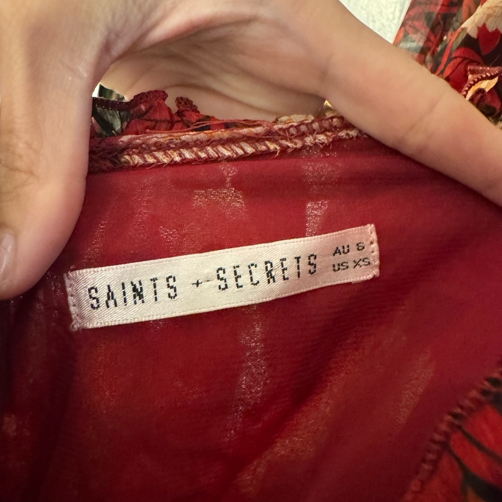 Saints + Secrets Red Ruffled Dress - Picture 3 of 4